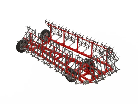 WG 0012 - Complete range of 4 semi-mounted heavy toothed harrows 3D Model