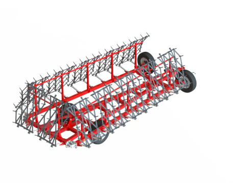 WG 0012 - Complete range of 4 semi-mounted heavy toothed harrows 3D Model