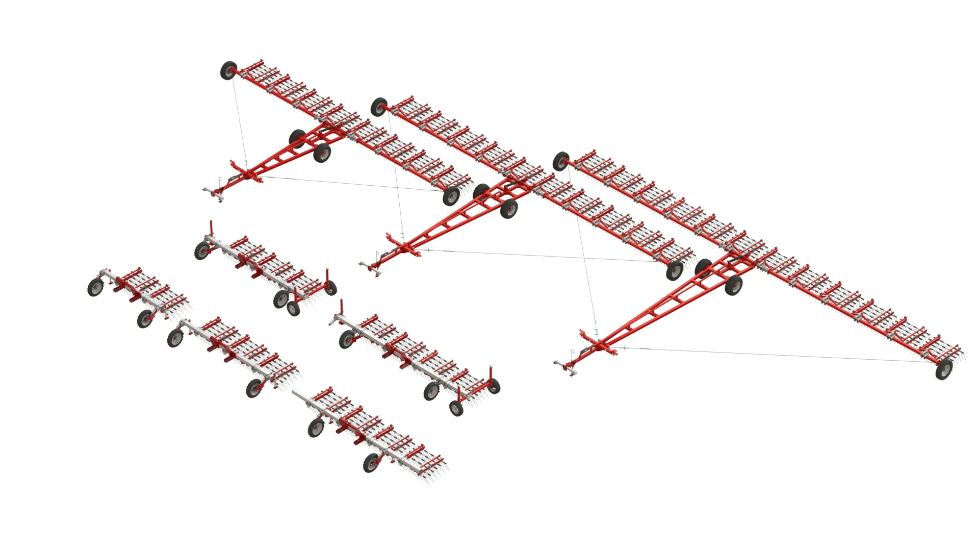 WG 0009 - Complete range of 3 semi-mounted flexible tine harrow 3D Model .c4d .max .obj .3ds .fbx .stl .blend 
