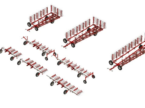 WG 0009 - Complete range of 3 semi-mounted flexible tine harrow 3D Model
