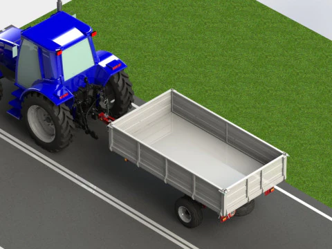 WG 0019 - स्प्रिंग्स के साथ वन-एक्सल ट्रेलर 3D मॉडल