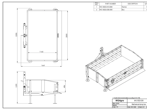 WG 0023 - Cassone ribaltabile meccanico Modello 3D