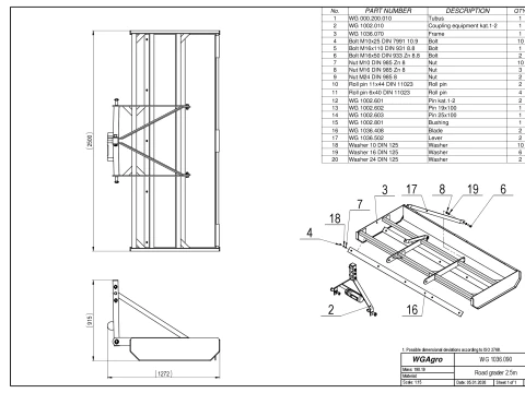 WG 1036 - Livellatrice stradale portata Modello 3D