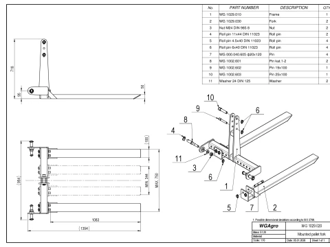 WG 1029 - Mounted pallet fork 3D Model