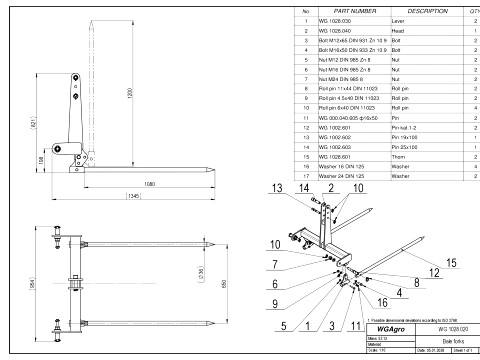 WG 1028 - STL Bale forks 3D Model
