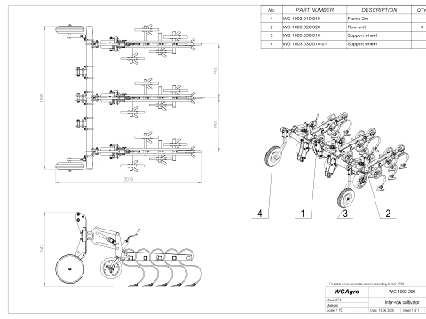 WG 1003-200 - Row crop cultivator 3D Model