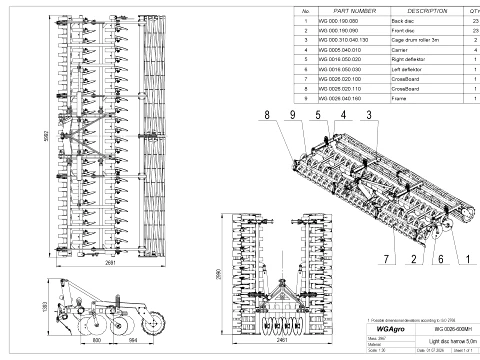 WG 0026-600MH - light disc harrow 3D Model