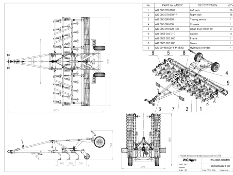 WG 0005-600SMH - Field cultivator 3D Model