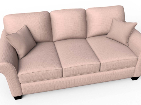 Presley Fabric 3 Seater Sofa Modello 3D