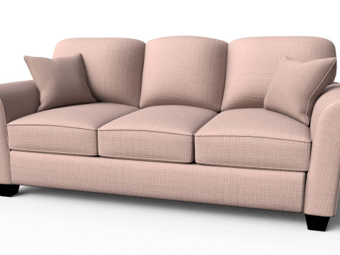 Presley Fabric 3 Seater Sofa Modello 3D