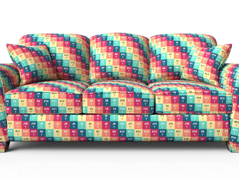 Presley Fabric 3 Seater Sofa Modello 3D