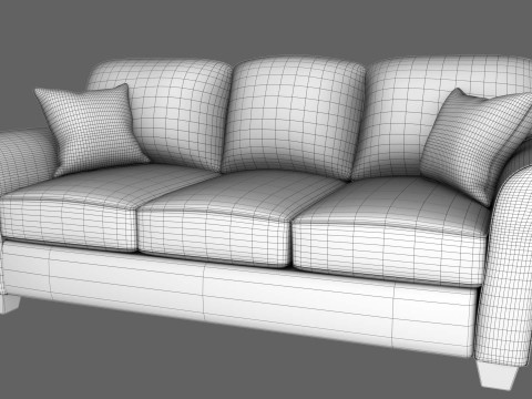 Presley Fabric 3 Seater Sofa Modello 3D