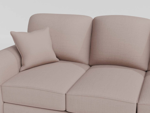 Presley Fabric 3 Seater Sofa Modello 3D