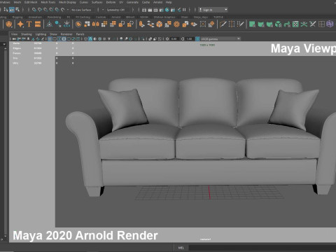 Presley Fabric 3 Seater Sofa Modello 3D