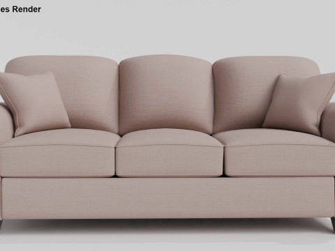 Presley Fabric 3 Seater Sofa Modello 3D