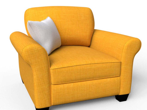 Yellow Fabric Sofa 1 Seater 3Dモデル