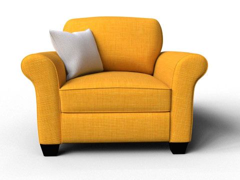 Yellow Fabric Sofa 1 Seater 3Dモデル