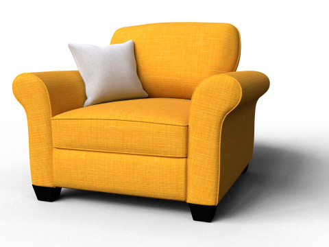 Yellow Fabric Sofa 1 Seater 3Dモデル