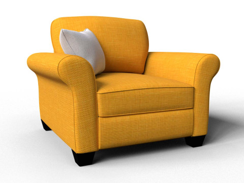 Yellow Fabric Sofa 1 Seater 3Dモデル