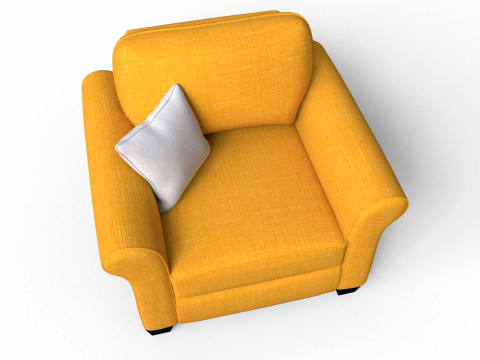 Yellow Fabric Sofa 1 Seater 3Dモデル