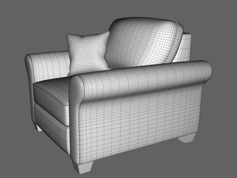 Yellow Fabric Sofa 1 Seater 3Dモデル