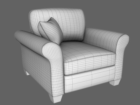 Yellow Fabric Sofa 1 Seater 3Dモデル