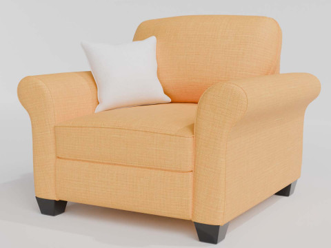 Yellow Fabric Sofa 1 Seater 3Dモデル
