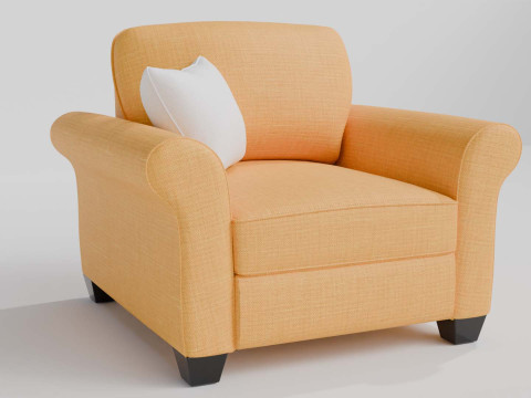 Yellow Fabric Sofa 1 Seater 3Dモデル