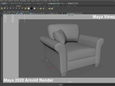 イエロー ファブリック ソファ 1人掛け 3Dモデル