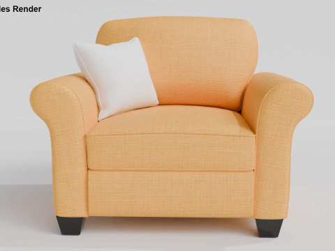 Yellow Fabric Sofa 1 Seater 3Dモデル