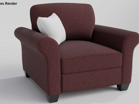 Yellow Fabric Sofa 1 Seater 3Dモデル