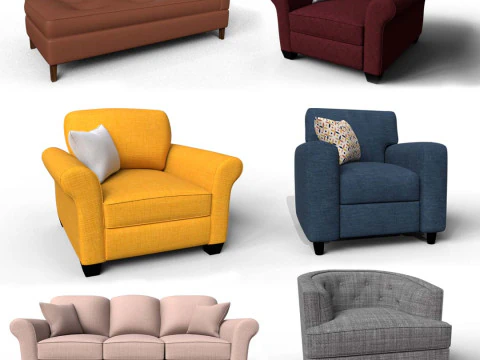 Collezione Divani in Tessuto Modello 3D