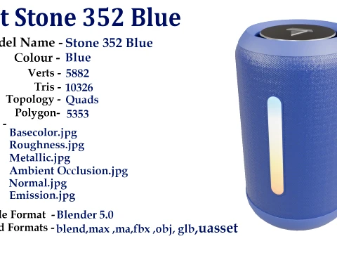 Boat Stone 352 Blue 3D Model