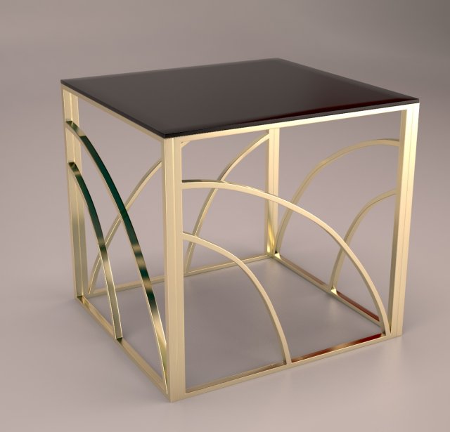 minimalist square glass end table - gold modern 3D Модель .c4d .max .obj .3ds .fbx .stl .blend 