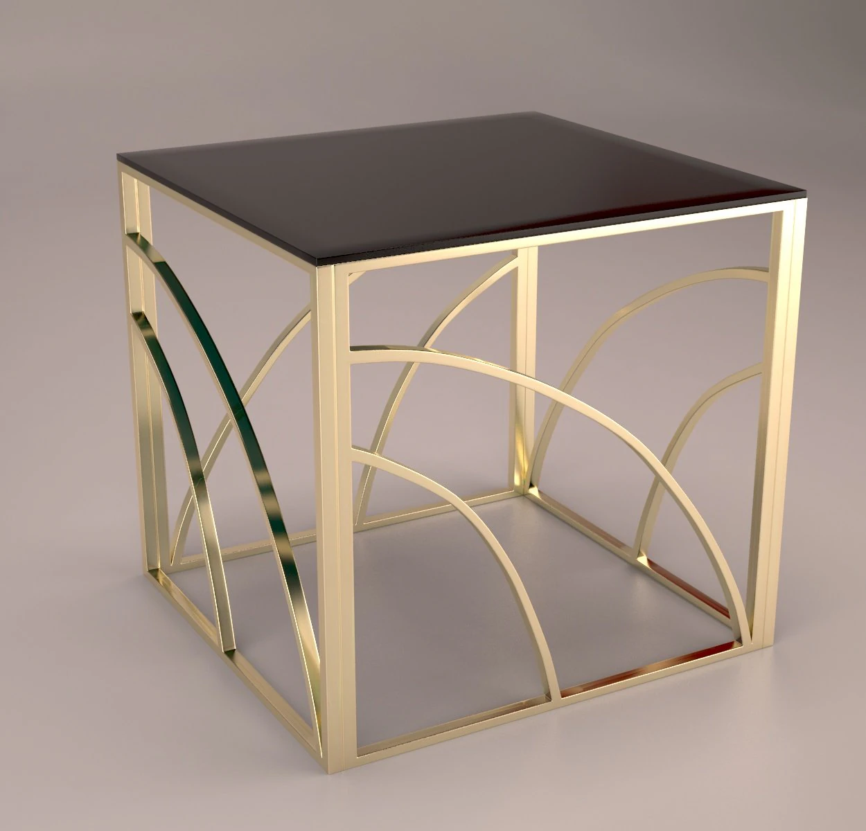 minimalist square glass end table - gold modern 3D Model .c4d .max .obj .3ds .fbx .stl .blend 