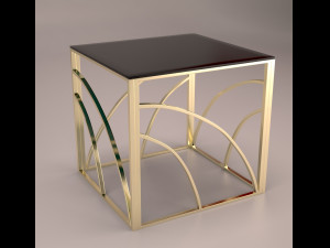 minimalist square glass end table - gold modern 3D 模型