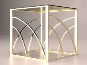 minimalist square glass end table - gold modern 3D Model
