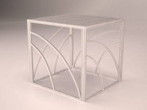 minimalist square glass end table - gold modern 3D Модель
