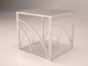 minimalist square glass end table - gold modern 3D Model