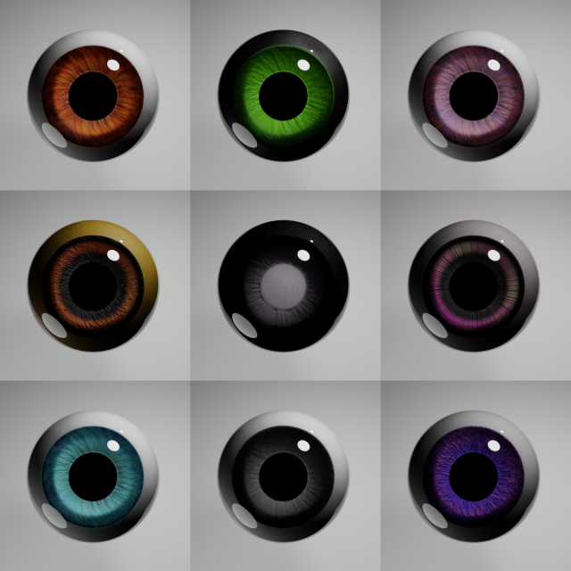 custom procedural eyes 3Dモデル .c4d .max .obj .3ds .fbx .stl .blend 