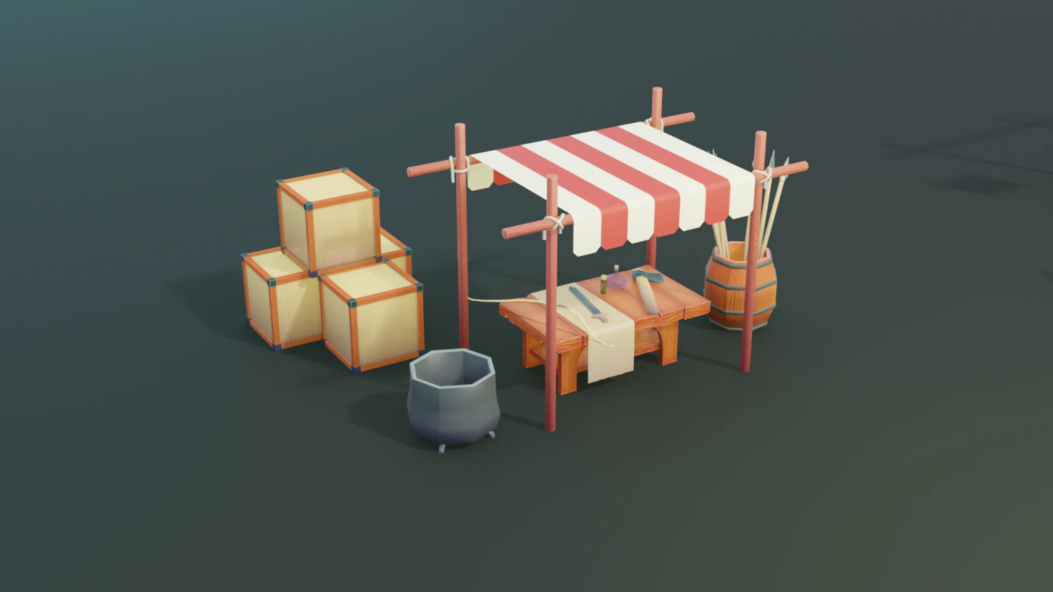 medieval merchant textured low-poly game ready assets pack 3D Model .c4d .max .obj .3ds .fbx .stl .blend