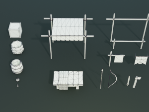 medieval merchant textured low-poly game ready assets pack 3D 模型
