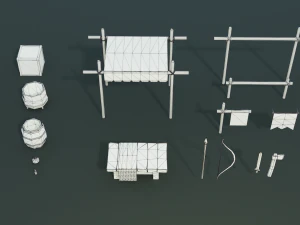 medieval merchant textured low-poly game ready assets pack 3D Model