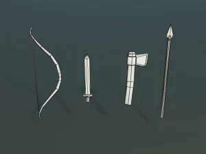 medieval merchant textured low-poly game ready assets pack 3D Model