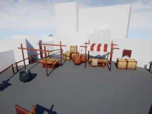 medieval merchant textured low-poly game ready assets pack 3D Model