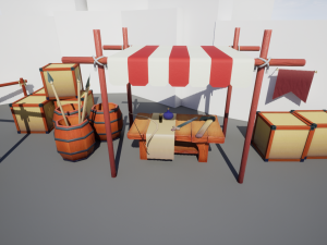 medieval merchant textured low-poly game ready assets pack 3D 模型