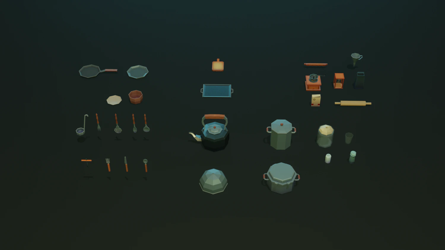 tableware textured low-poly game ready assets pack 3D Model .c4d .max .obj .3ds .fbx .stl .blend 