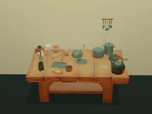 tableware textured low-poly game ready assets pack 3D Model