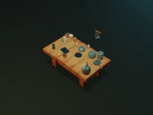 tableware textured low-poly game ready assets pack 3D Model