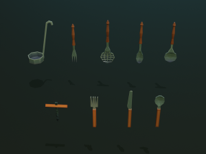 tableware textured low-poly game ready assets pack Modello 3D